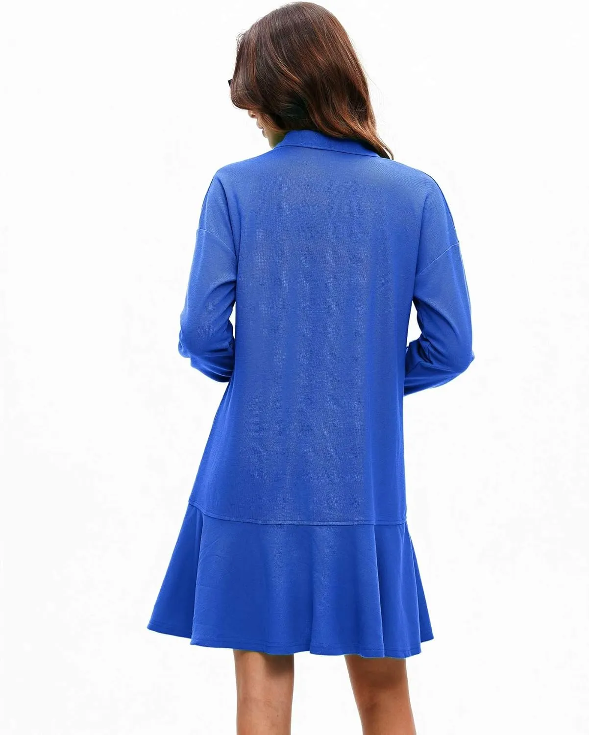 Polo Dress for Women Long Sleeve Ruffle Hem Golf Tennis Workout Dress Spring Mini Dresses