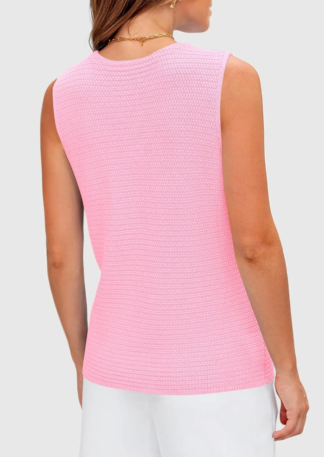 PRETTYGARDEN Women's Knit Sweater Vest 2025 Summer Sleeveless Button Down Tank Tops Trendy Business Casual Outfits