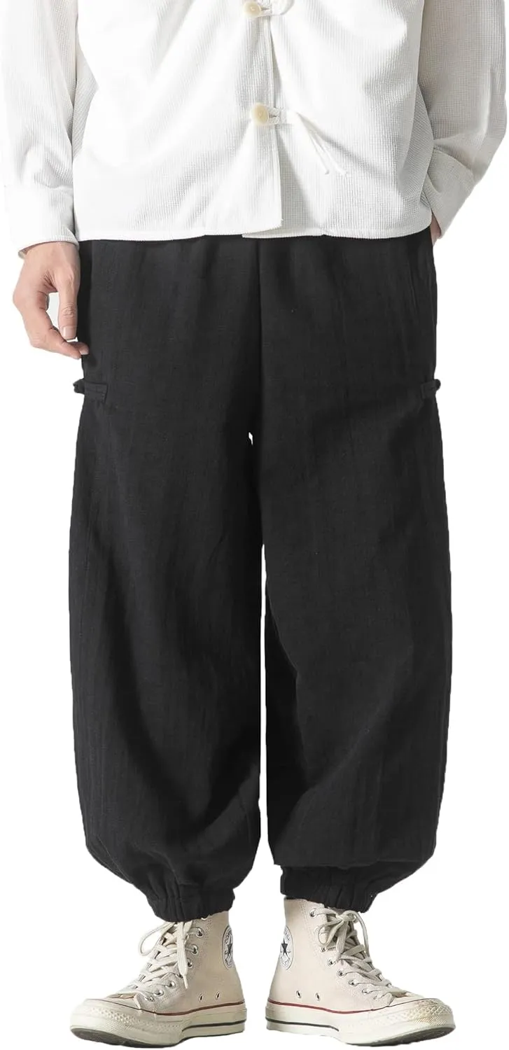PRIJOUHE Men's Joggers Sweatpants Casual Wide Leg Jogger Pants Lightweight Sweat Pants with Pockets