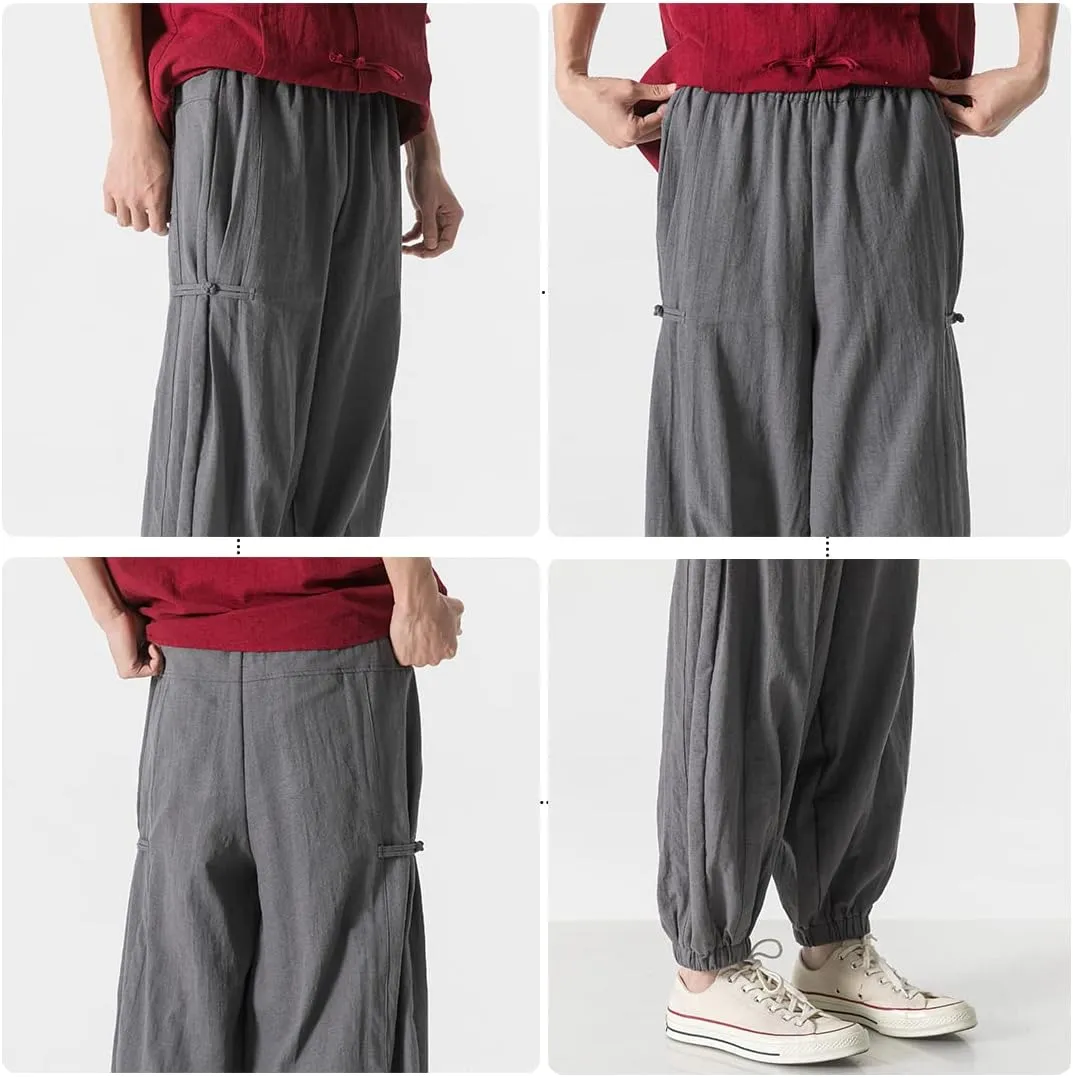 PRIJOUHE Men's Joggers Sweatpants Casual Wide Leg Jogger Pants Lightweight Sweat Pants with Pockets