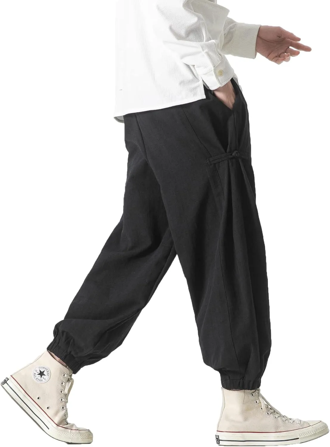 PRIJOUHE Men's Joggers Sweatpants Casual Wide Leg Jogger Pants Lightweight Sweat Pants with Pockets