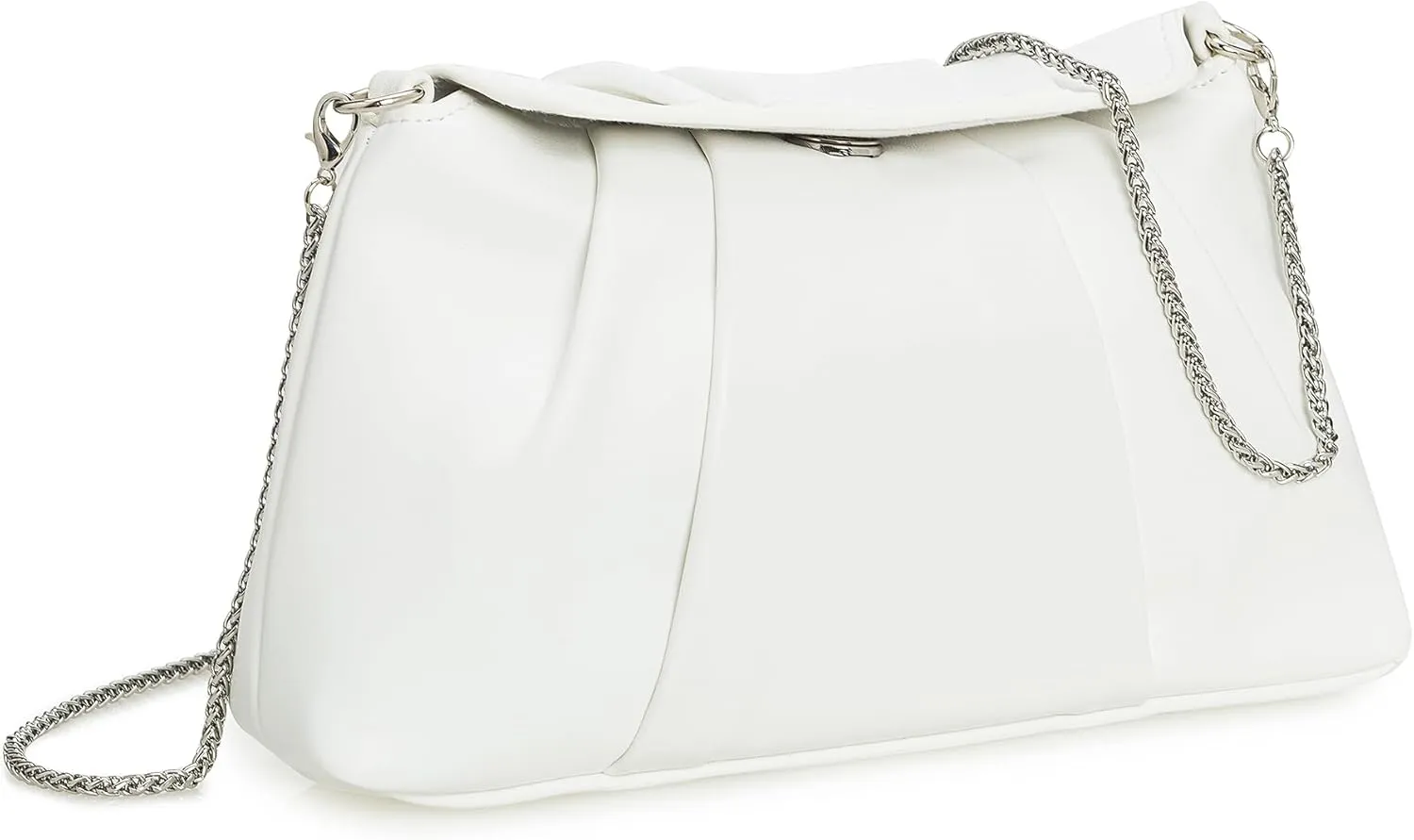 PU Clutch Handbag for Women Evening Bag Formal Dressy Purse with Pearl Strap