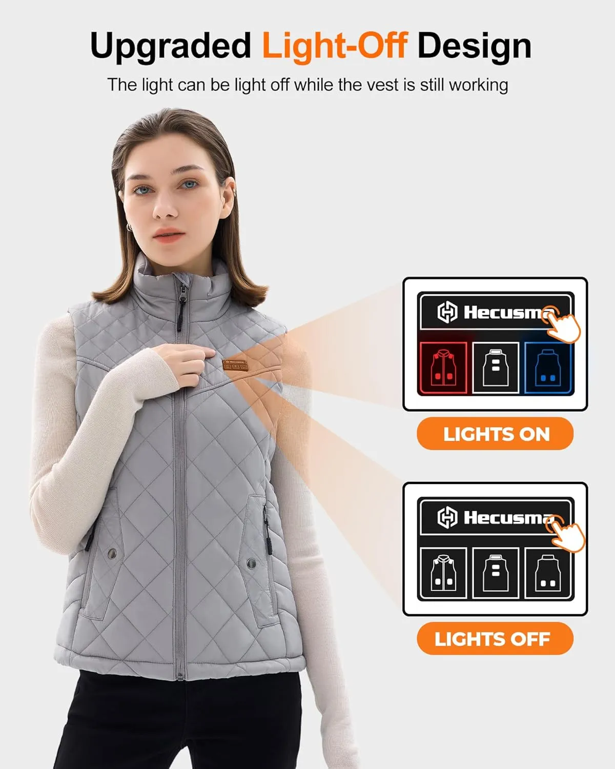 Quilted Heated Vest Women with Battery Pack 16000mAh 7.4V, Warming Heated Vest for Women, Smart Women's Heating Vests