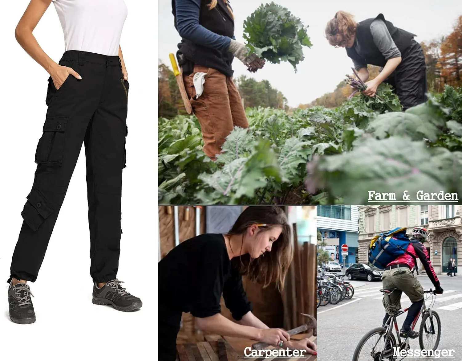 Raroauf Women's Causal Cotton Cargo Pants Military Combat Workwear Capri Pants with 8 Pockets