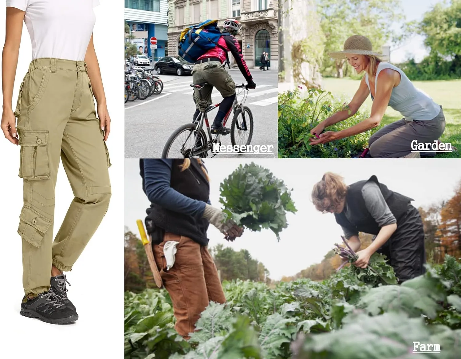Raroauf Women's Causal Cotton Cargo Pants Military Combat Workwear Capri Pants with 8 Pockets