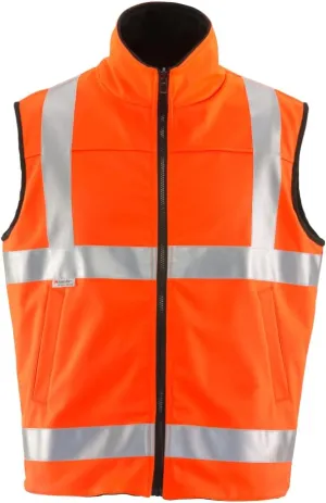 RefrigiWear Hivis Reversible Softshell Safety Vest - ANSI Class 2 High Visibility Orange with Reflective Tape