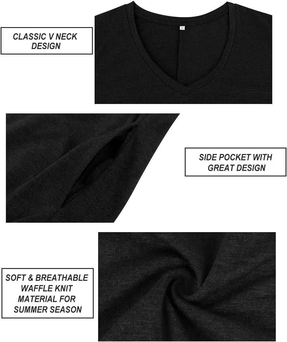 RITERA Plus Size Dresses for Women V Neck Casual Loose Pocket Short Sleeve Midi T Shirt Dress Summer Sundress XL-5XL 12W-28W