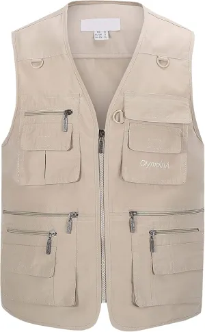 Riutiru Men's Versatile Outdoor Travel Sports Vest, Olympina Multiple Pockets for Work, Fishing, Hunting, Tactical Missions