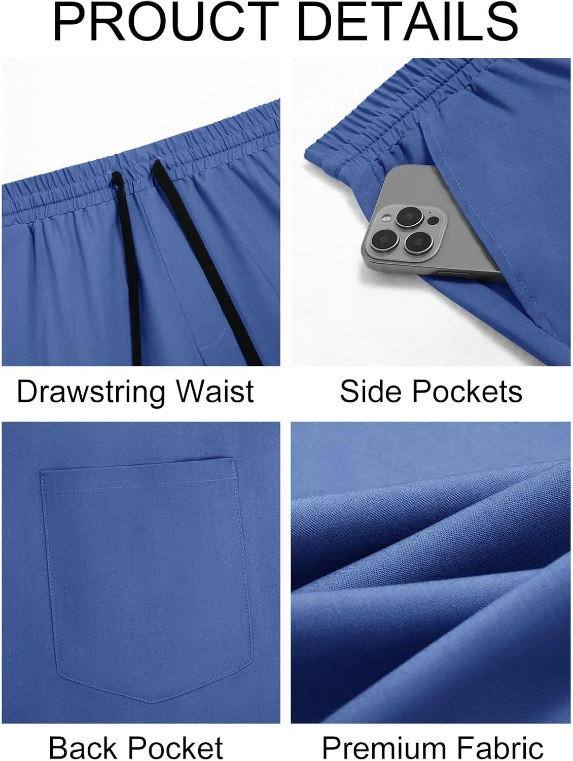 Runcati Mens Casual Pants Drawstring Elastic Waist Lightweight Trousers Linen Beach Summer Lounge Pants