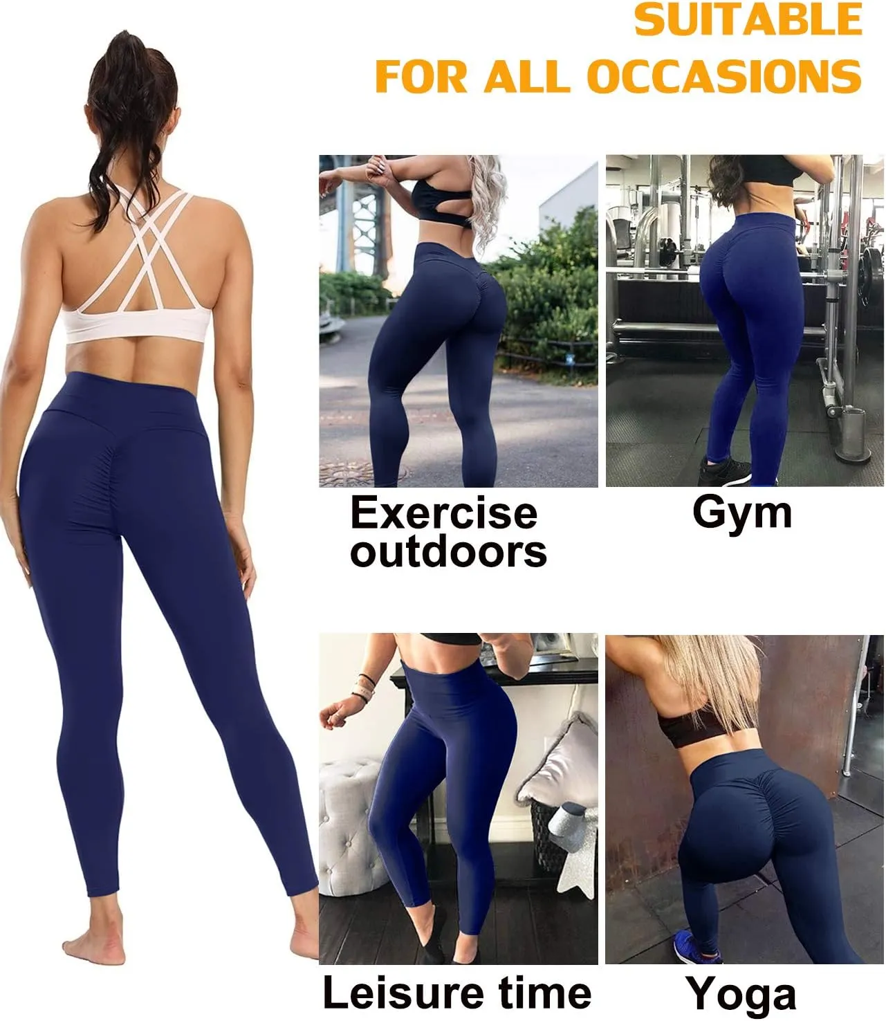 Scrunch Butt Lifting Ruched Leggings for Women High Waisted Textured Tummy Control Push Up Yoga Pants
