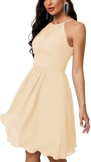 Short Chiffon Homecoming Dresses for Junior Sleeveless Ruffle Formal Prom Gown for Gradustion NO25