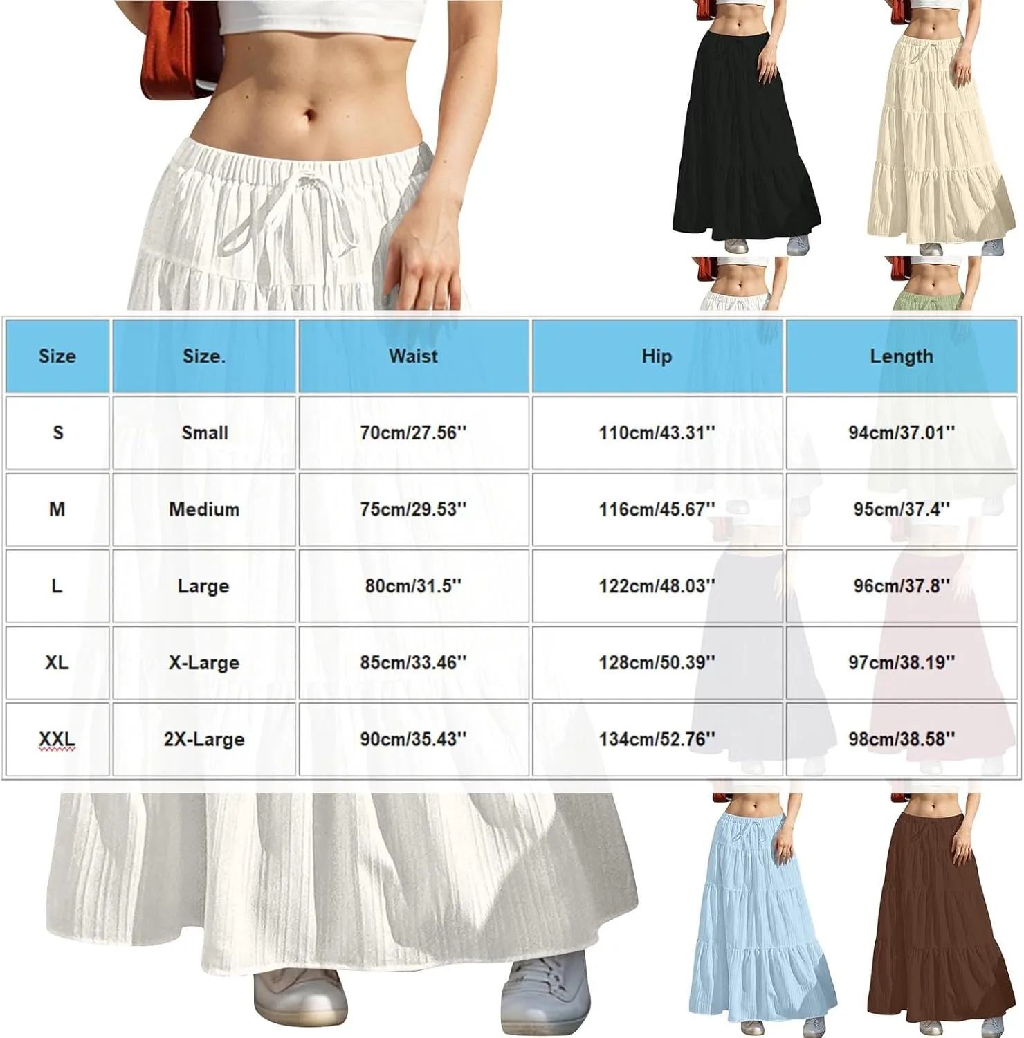 Skirt for Women Maxi Long Bodycon Vacation Boho Pleated Low Rise Basic Skirts Women 2025
