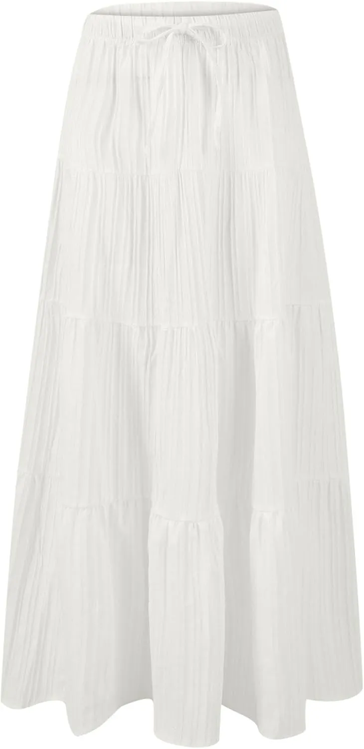 Skirt for Women Maxi Long Bodycon Vacation Boho Pleated Low Rise Basic Skirts Women 2025