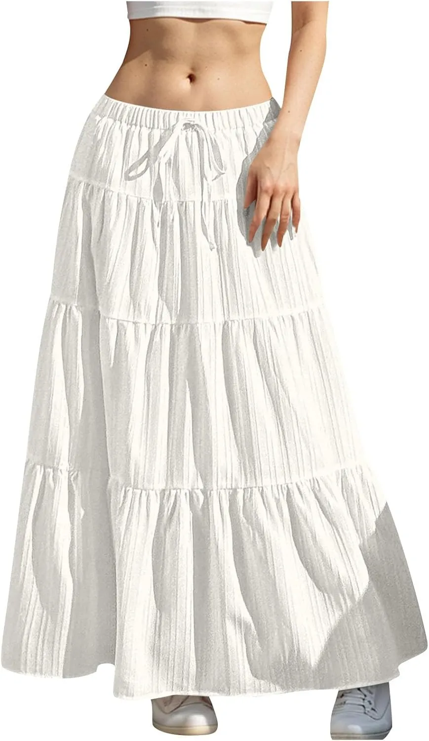 Skirt for Women Maxi Long Bodycon Vacation Boho Pleated Low Rise Basic Skirts Women 2025