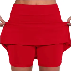 Skorts for Women with Pockets High Waist Tummy Control Yoga Shorts Casual Athletic Tennis Mini Skirt with Shorts Underneath