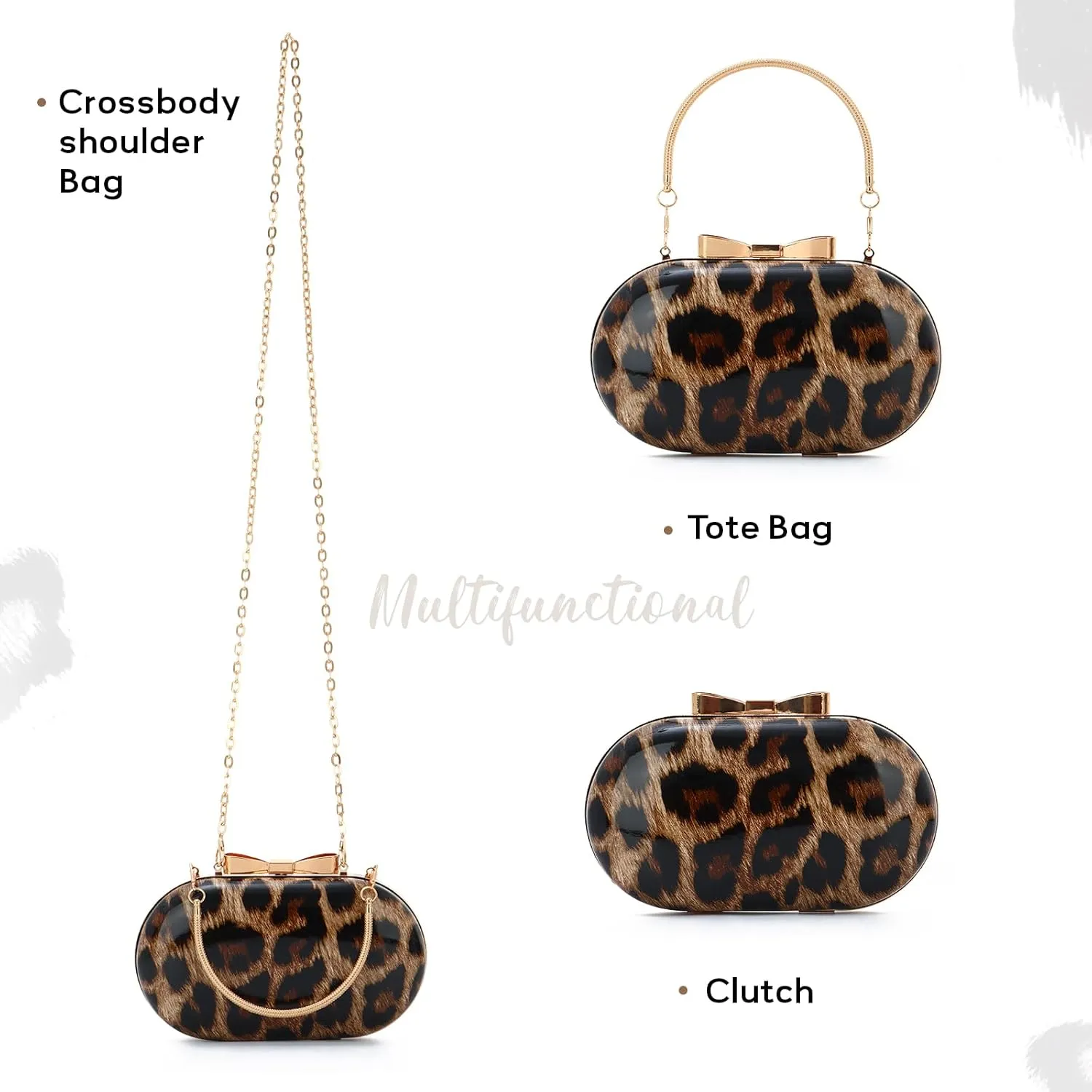 Small Leopard Purse for Women Leopard Evening Tote Bag Cheetah Print Purse Handbag with Chain for Wedding Party