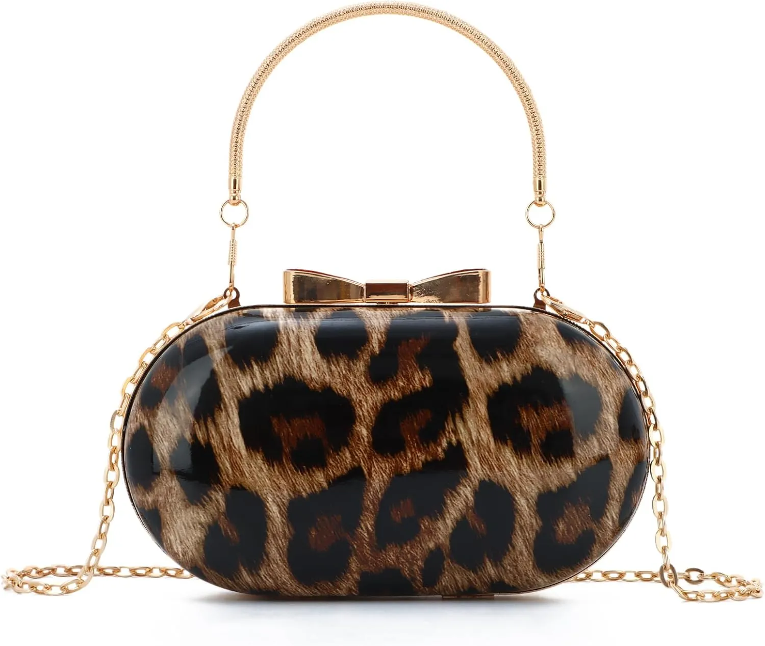 Small Leopard Purse for Women Leopard Evening Tote Bag Cheetah Print Purse Handbag with Chain for Wedding Party