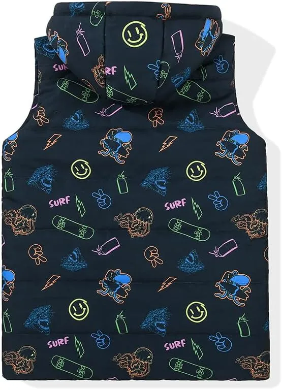 SNOW DREAMS Boys Puffer Vest Hooded Quilted Outwear Sleeveless Jacket Lined Zipper Waistcoat