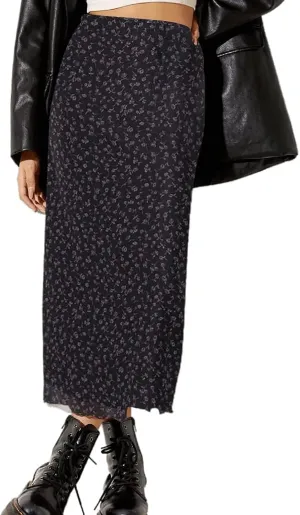 SOFIA'S CHOICE Midi Skirts for Women Elastic High Waisted A Line Flowy Floral Skirt