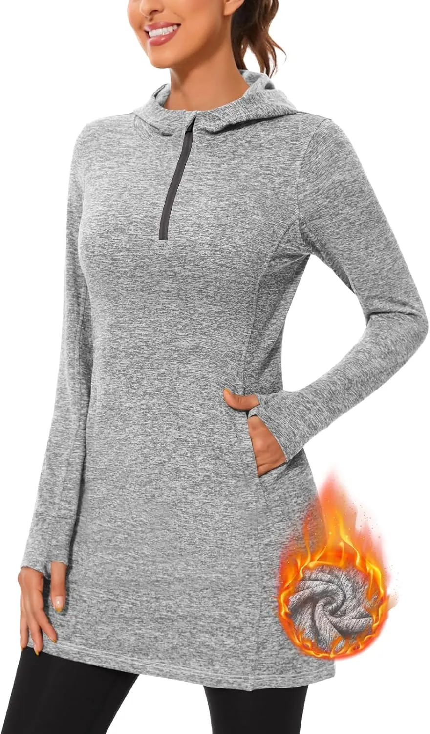 Soneven Women's Fleece Sweatshirt Dress Warm Pullover Long Sleeve Thermal Hoodie Dresses Winter Outfits with Pocket