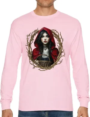 Storybook Red Riding Hood Men's T-Shirt Gothic Fairytale Cute Little Girl Forest Fantasy Witchy Cloak Cartoon Men's Tee