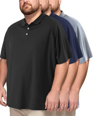 Taiyin 3 Pack Men's Big and Tall Golf Shirt Quick-Dry Performance Short Sleeve Lightweight Athletic Summer Clothing