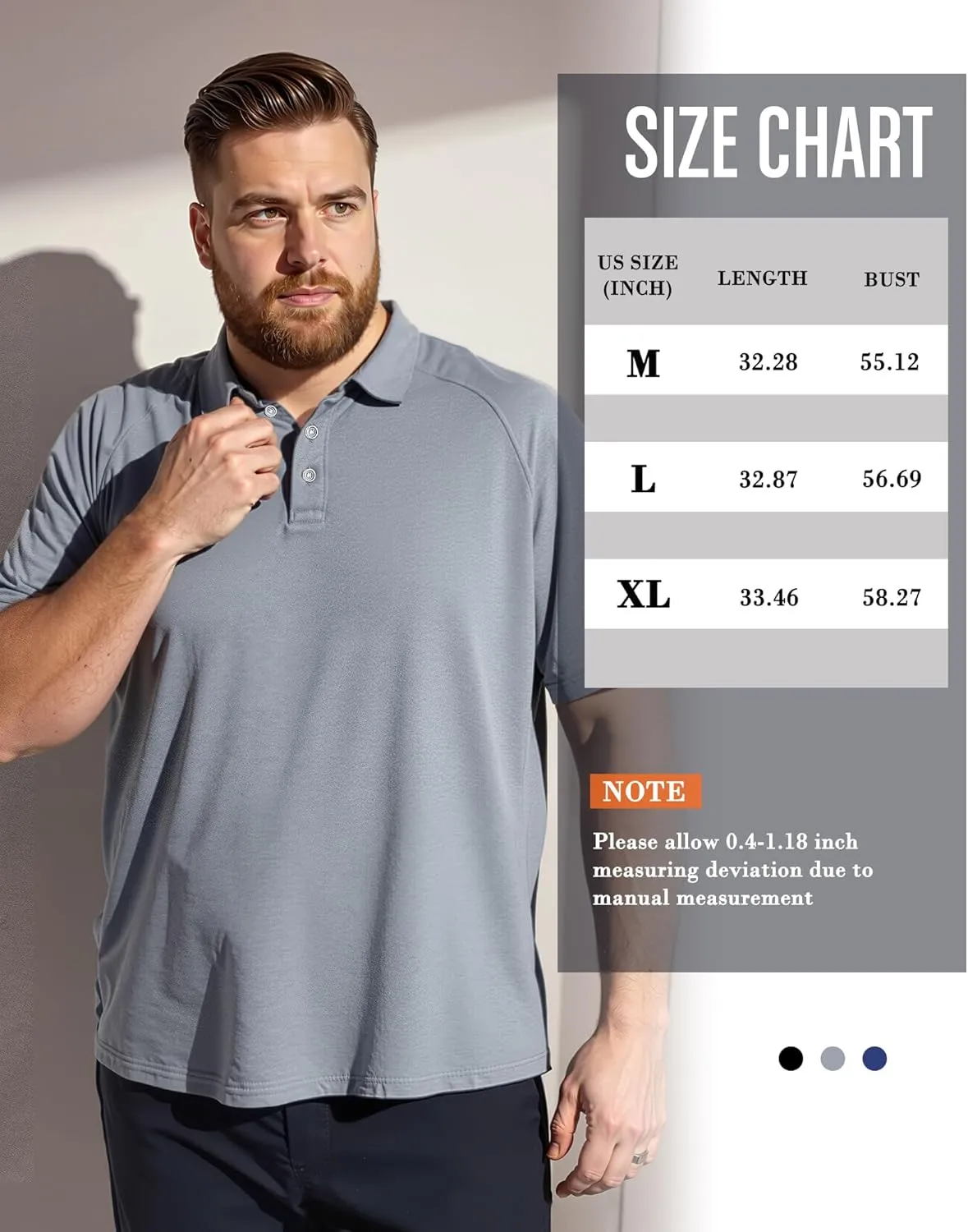 Taiyin 3 Pack Men's Big and Tall Golf Shirt Quick-Dry Performance Short Sleeve Lightweight Athletic Summer Clothing