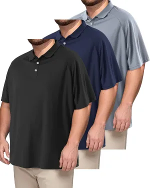 Taiyin 3 Pack Men's Big and Tall Golf Shirt Quick-Dry Performance Short Sleeve Lightweight Athletic Summer Clothing