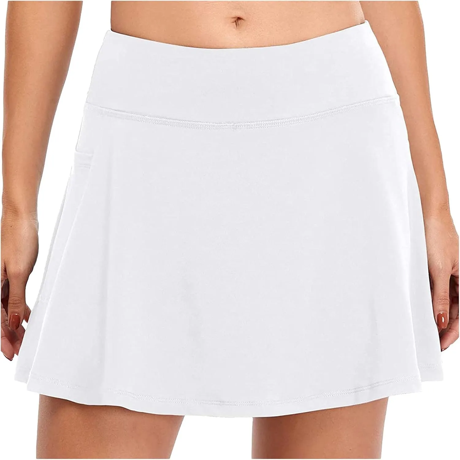 Tennis Mini Skirt with Shorts Solid Color Skort with Pocket Casual Loose Trendy 2025 Activewear Elastic Shorts