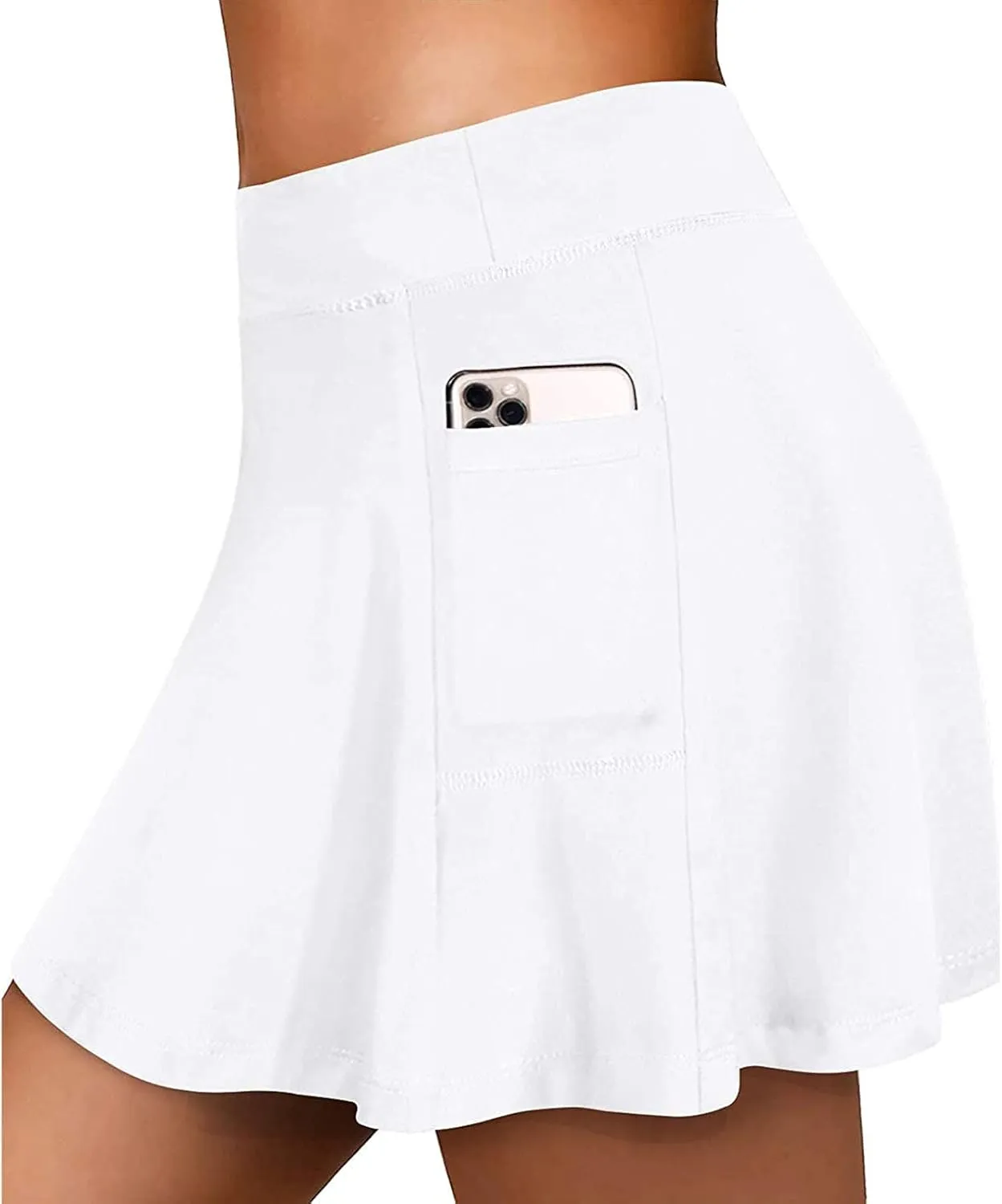 Tennis Mini Skirt with Shorts Solid Color Skort with Pocket Casual Loose Trendy 2025 Activewear Elastic Shorts