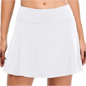 Tennis Mini Skirt with Shorts Solid Color Skort with Pocket Casual Loose Trendy 2025 Activewear Elastic Shorts