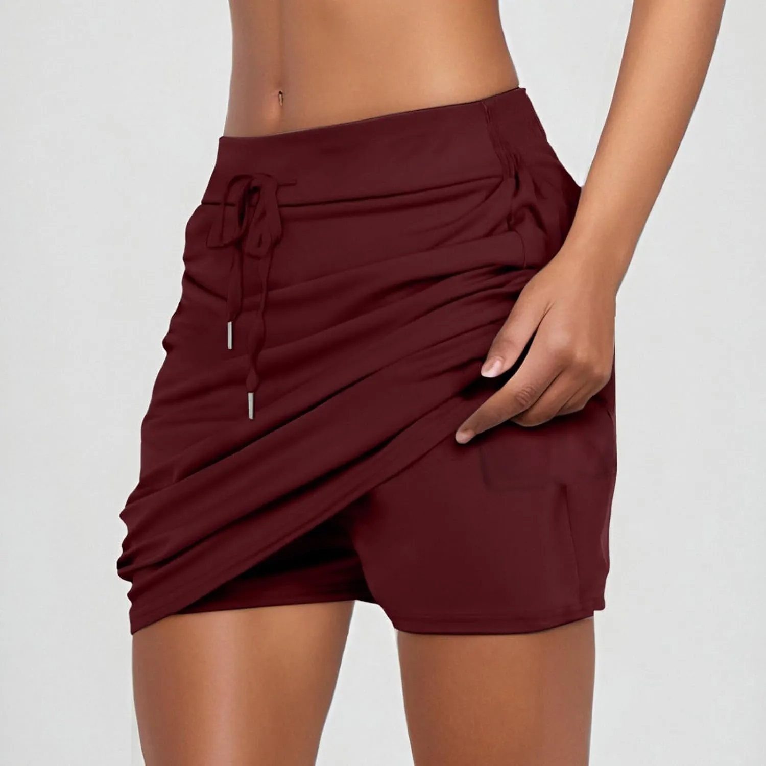 Tennis Skirts for Women Golf Athletic Activewear Skorts Drawstring Elastic Workout Running Mini Skirts with Pockets