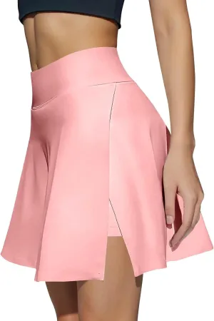 Tennis Skirts for Women with Shorts Underneath High Waisted Slit Golf Skort with Pockets Pickleball Athletic Skirt