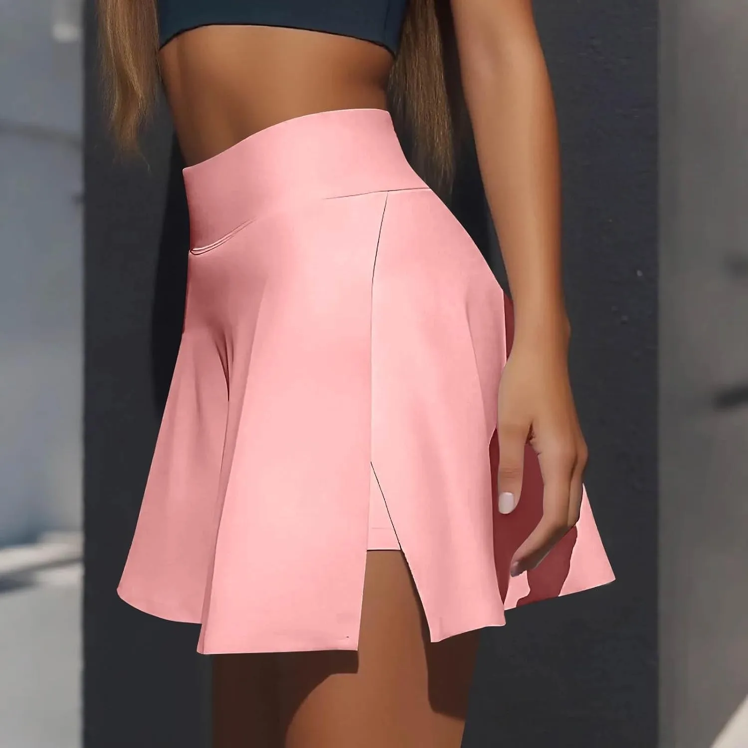 Tennis Skirts for Women with Shorts Underneath High Waisted Slit Golf Skort with Pockets Pickleball Athletic Skirt