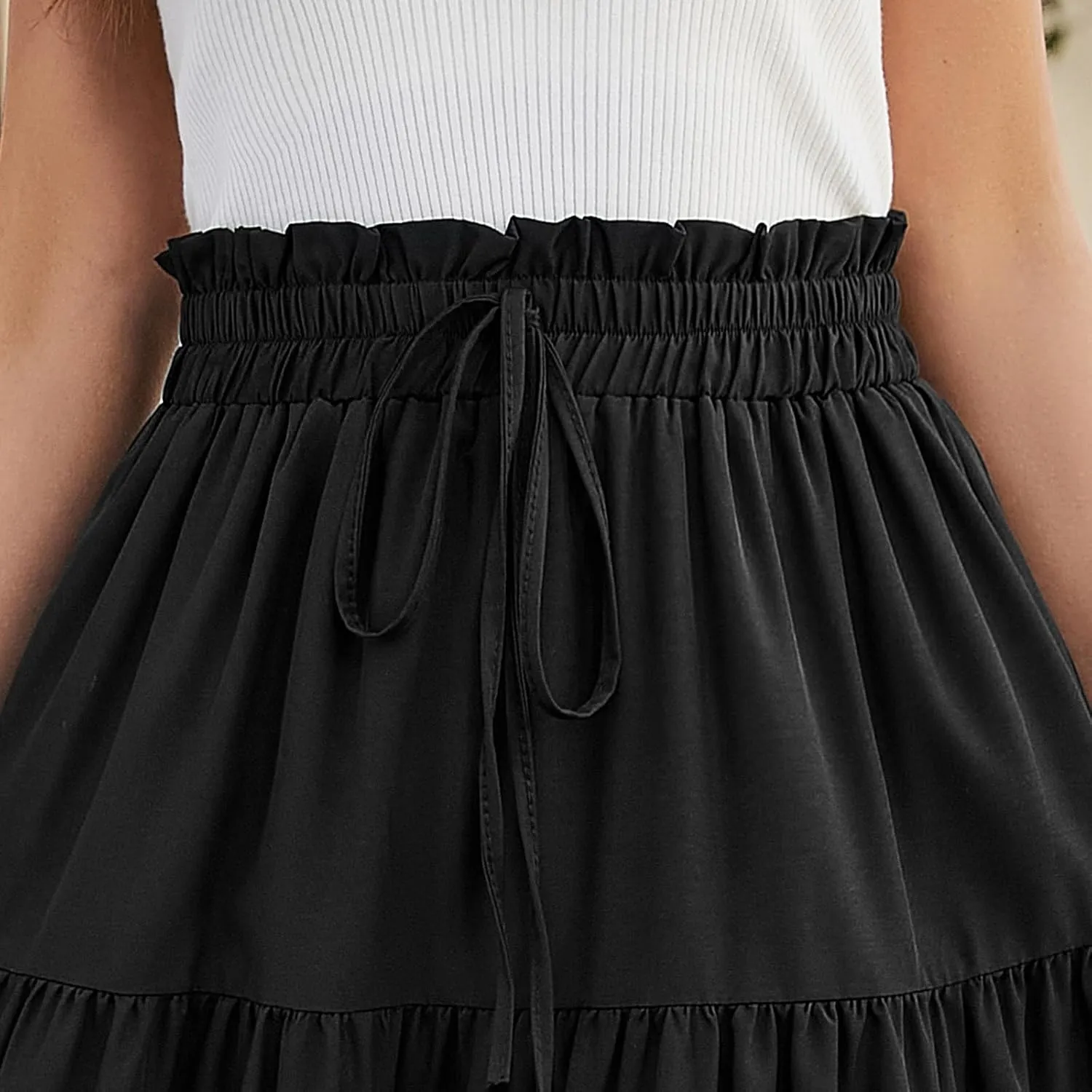 Tiered Floral Maxi Skirts for Women Trendy Elastic High Waisted Flowy Long Skirt Summer Boho Beach A Line Skirt