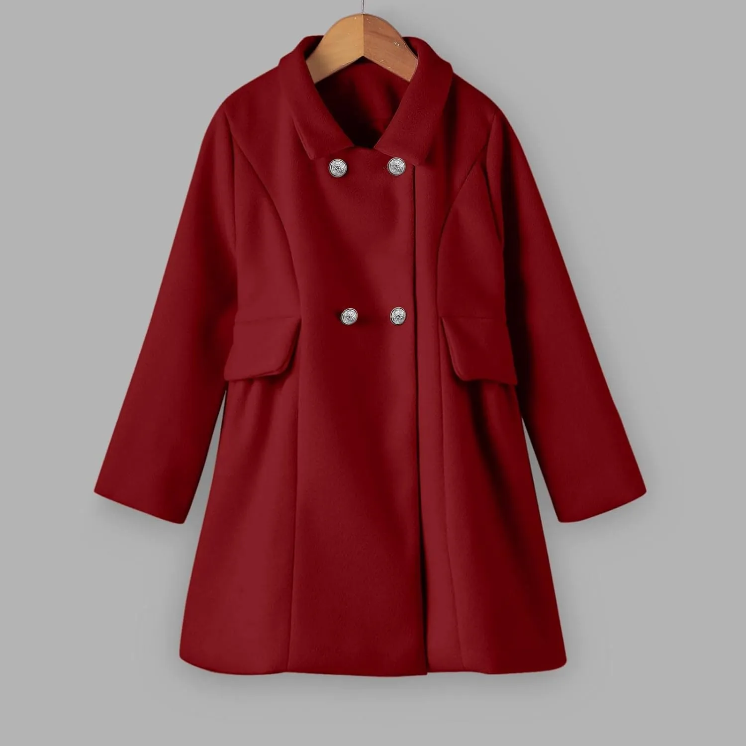 Toddler Baby Girls Classic Wool Blend Coat Winter Double Breasted Trench Coat Outwear Pea Coat Jacket