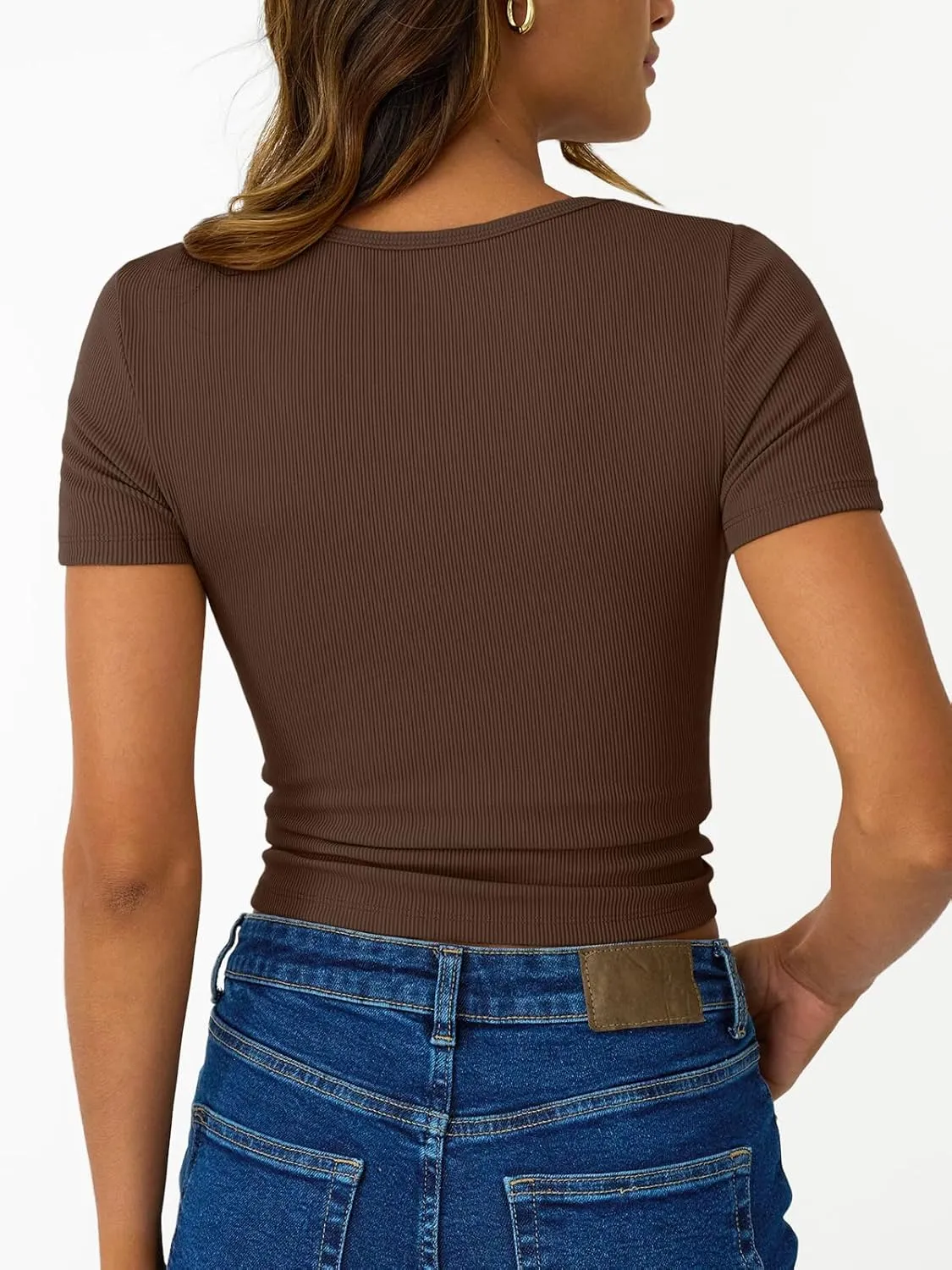 Trendy Queen Womens Short Sleeve Summer Tops Ribbed Henley T Shirts Basic Tee Cute Casual Spring Fashion Clothes 2025