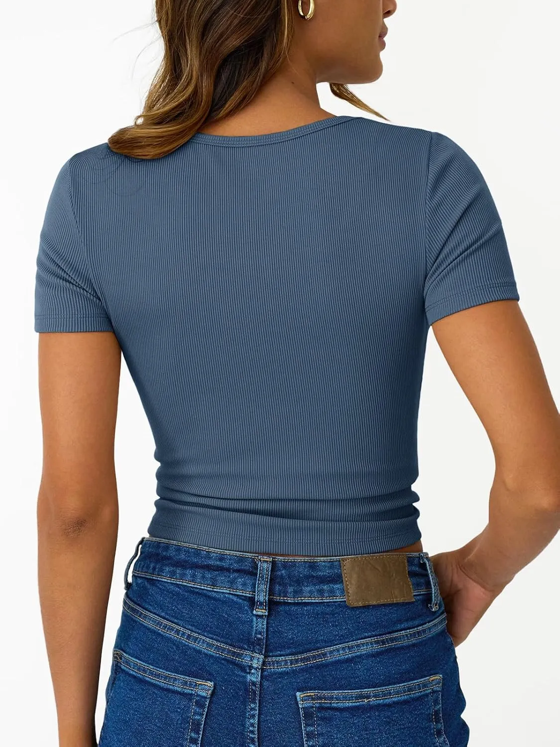 Trendy Queen Womens Short Sleeve Summer Tops Ribbed Henley T Shirts Basic Tee Cute Casual Spring Fashion Clothes 2025