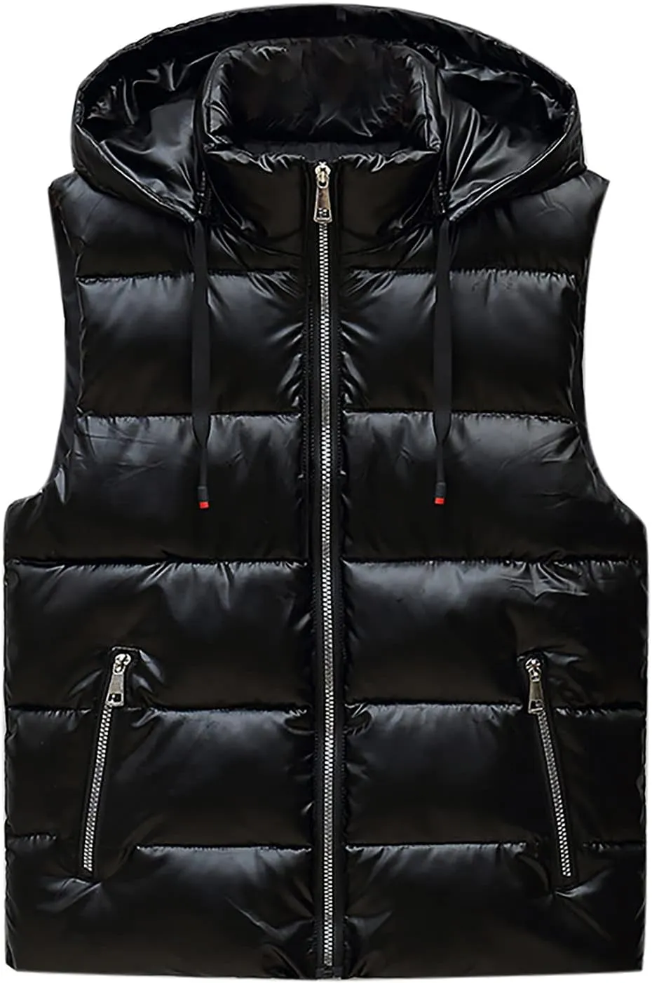 tuduoms Women's Removable Hooded Puffer Vest Quilted Lightweight Water-Resistant Down Vest Winter Warm Padded Parka Jacket
