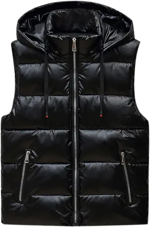 tuduoms Women's Removable Hooded Puffer Vest Quilted Lightweight Water-Resistant Down Vest Winter Warm Padded Parka Jacket
