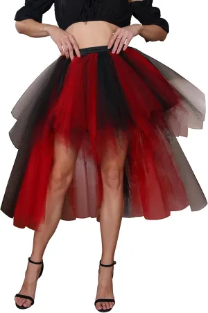 Tulle Skirts for Women High Low 50s Vintage Colorful Tutu Petticoat Ballet Bubble Dance Skirt for Cosplay Party