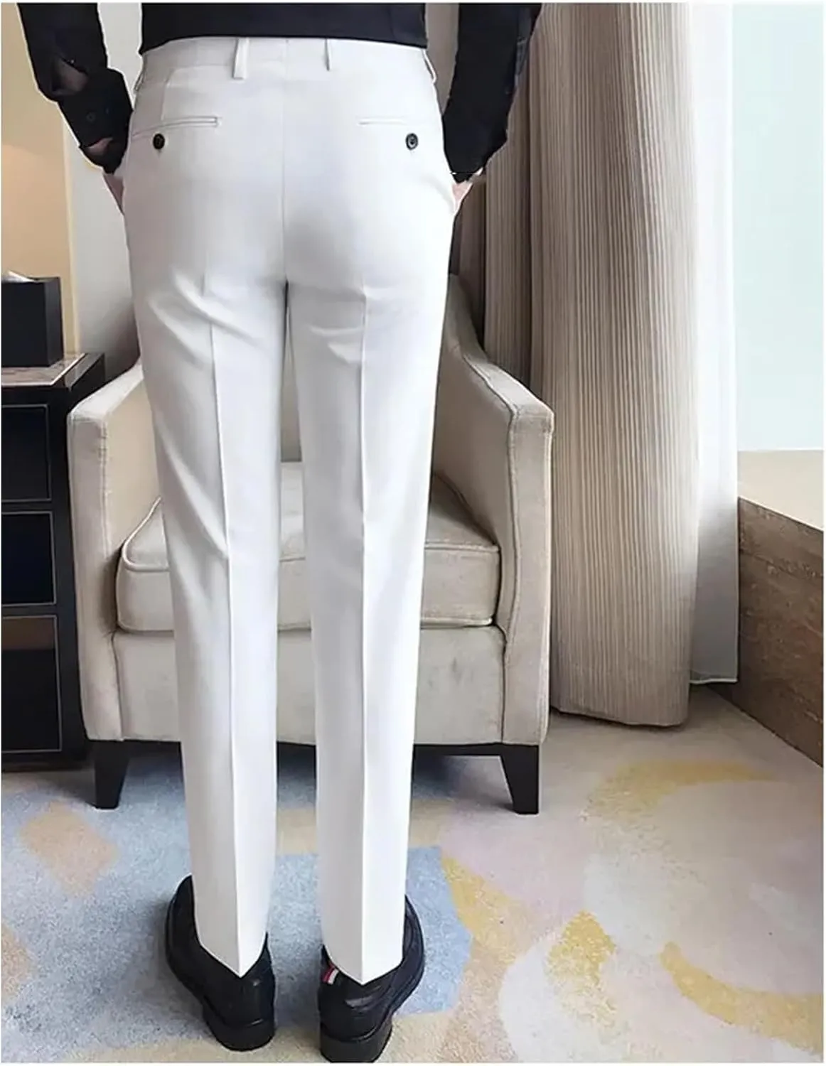 UIOKLMJH Men Slim Fit Business Dress Suit Pants Solid Color Spring Formal Trousers Dress Pants