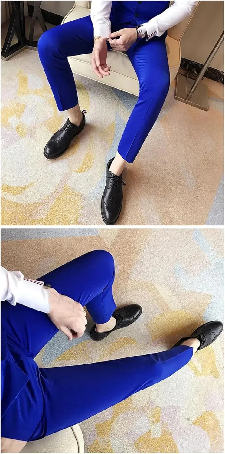 UIOKLMJH Men Slim Fit Business Dress Suit Pants Solid Color Spring Formal Trousers Dress Pants