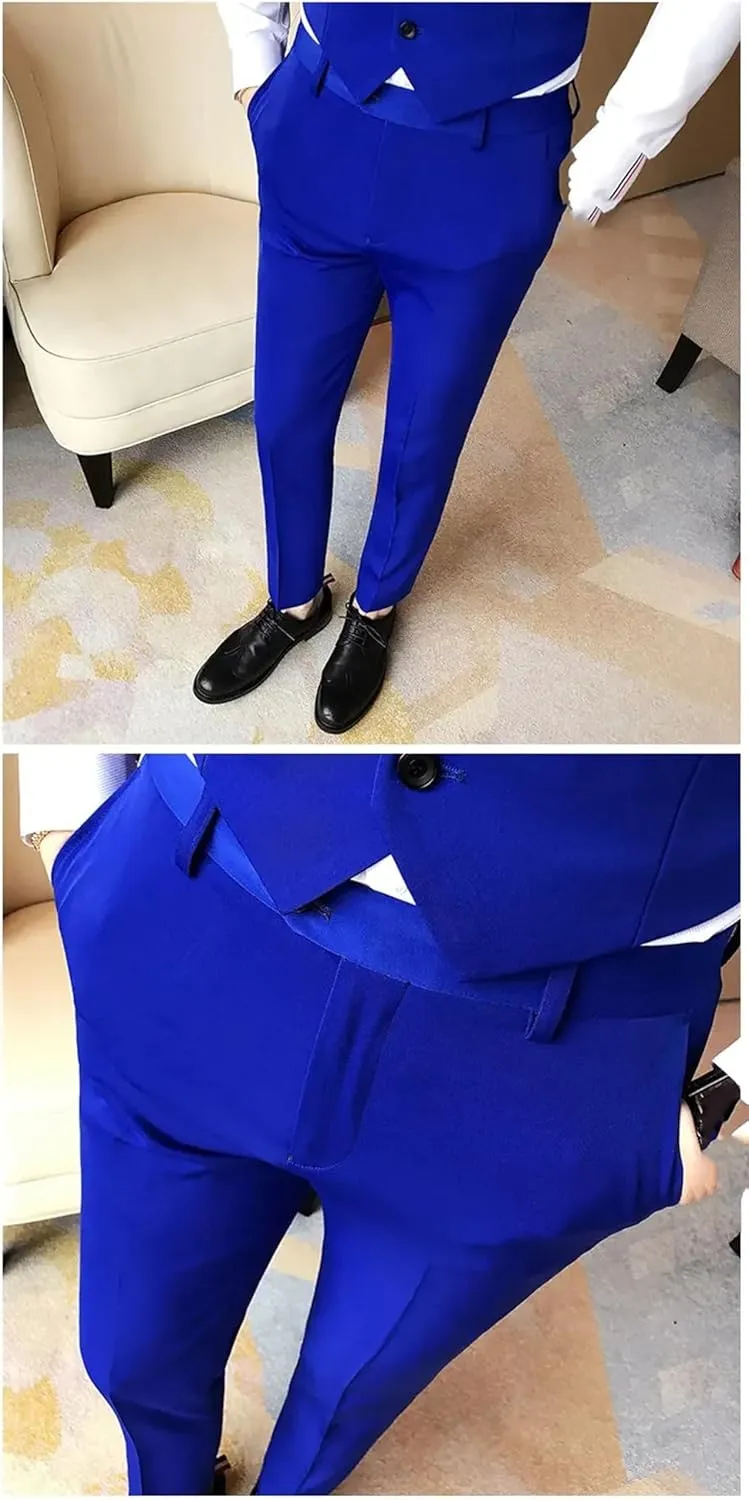 UIOKLMJH Men Slim Fit Business Dress Suit Pants Solid Color Spring Formal Trousers Dress Pants