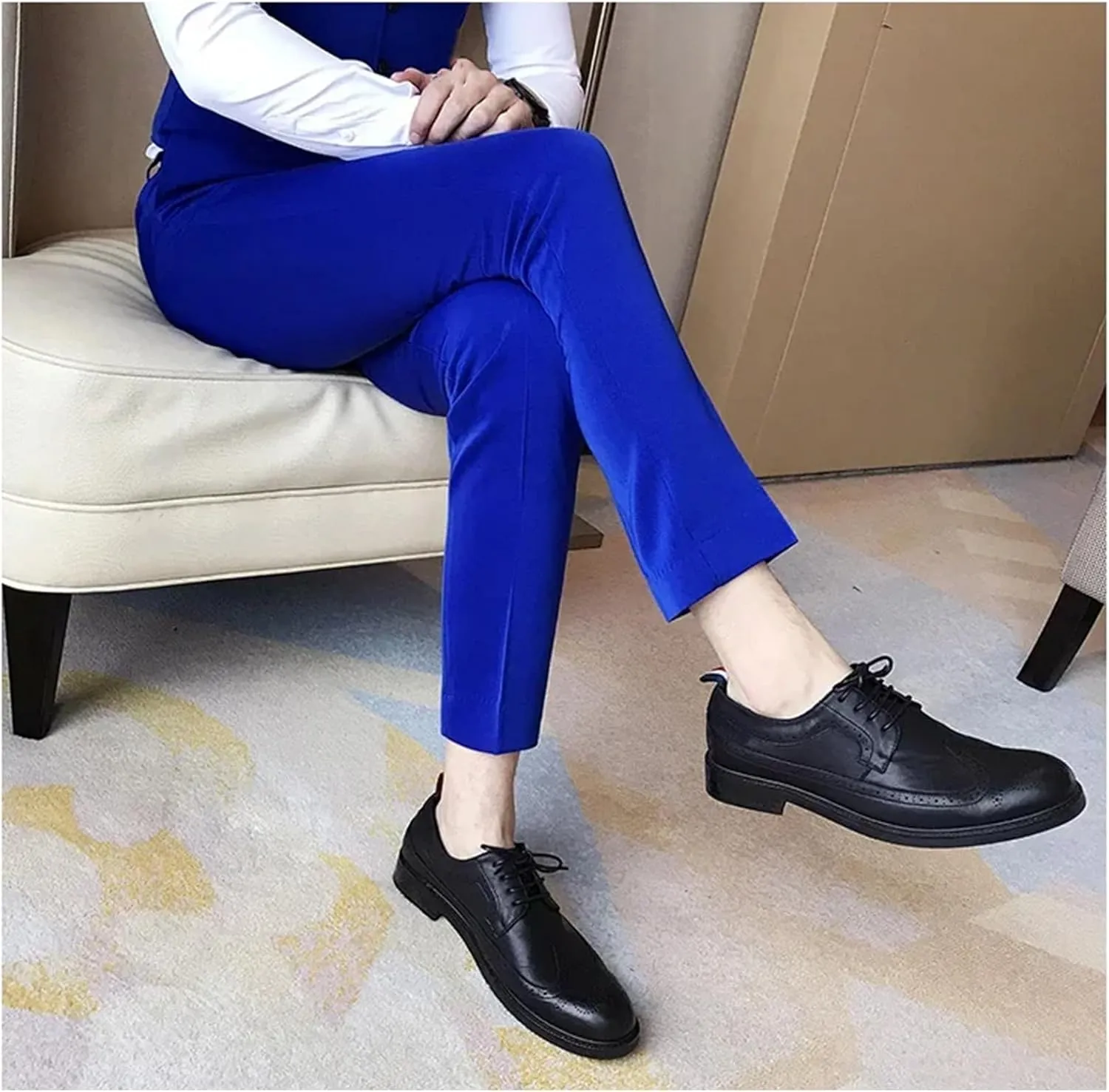 UIOKLMJH Men Slim Fit Business Dress Suit Pants Solid Color Spring Formal Trousers Dress Pants