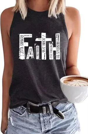 VKEGNIO Christian Tank Top for Women Vintage Bible Verse Boho Floral Graphic Sleeveless Shirt Christian Gifts Shirts Vest