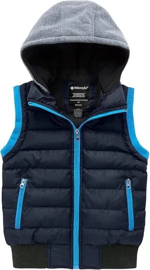 wantdo Boy's Puffer Vest Waterproof Winter Coat Fleece Vest Sleeveless Jacket
