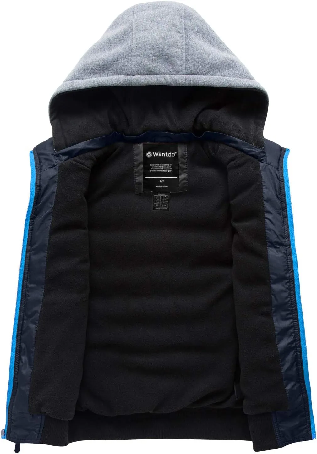 wantdo Boy's Puffer Vest Waterproof Winter Coat Fleece Vest Sleeveless Jacket