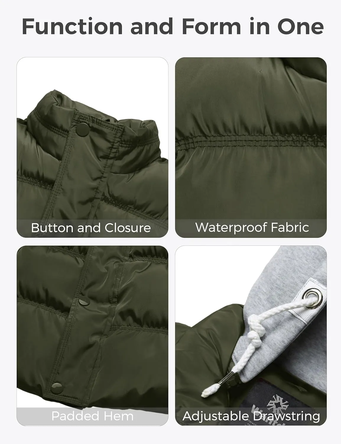 Wantdo Men's Thicken Winter Vest Water-Resistant Puffer Jacket Thicken Vest with Removable Hood