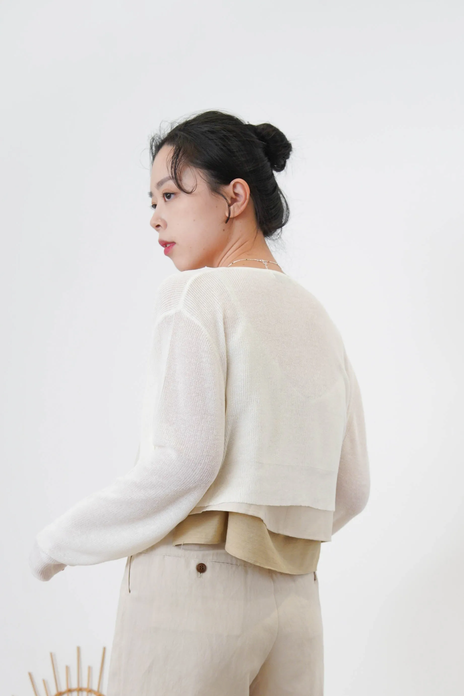 White crop summer cardigan